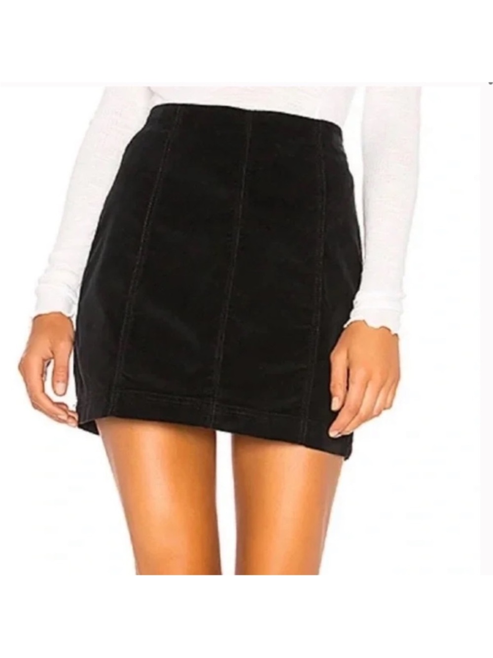 Free People Womens Corduroy Mini Black Skirt Boho Size 6 Mall Goth Whimsy